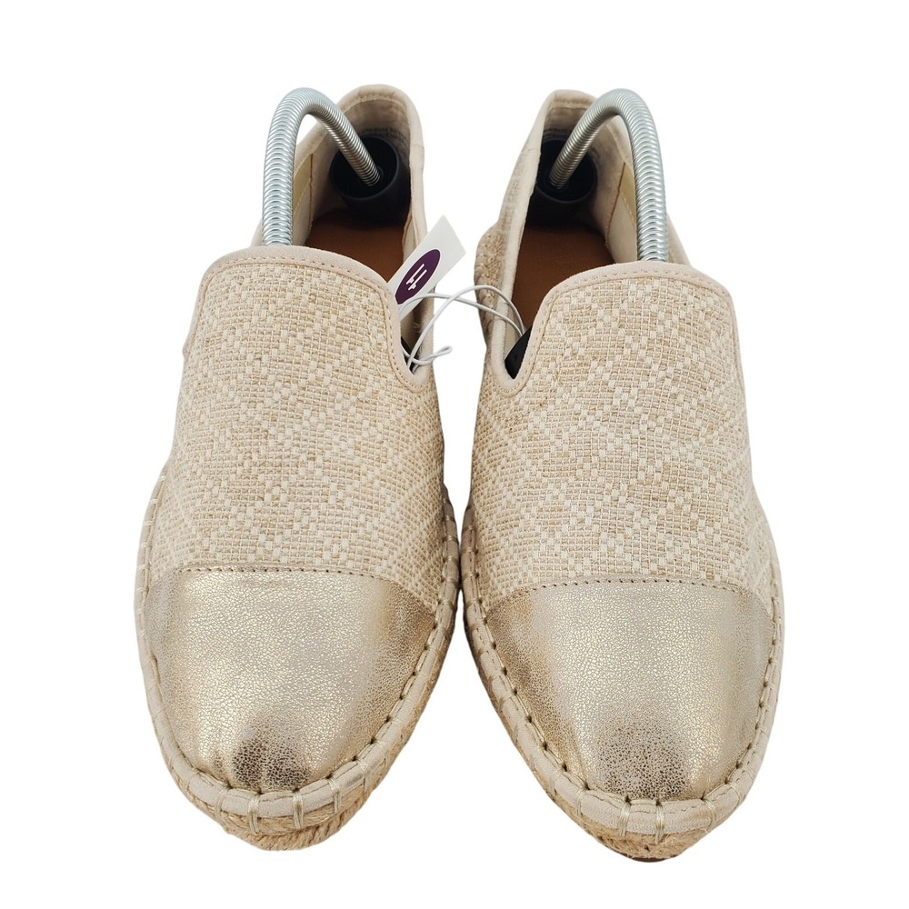 Universal Thread Carly Cream Gold Metallic Cap Toe Espadrille Loafers Womens 11
